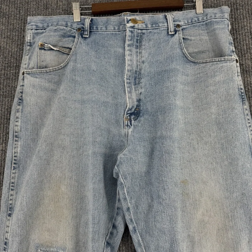 Wrangler Vintage Light Wash Jeans Distressed Workwear Grunge 40x33 Mens